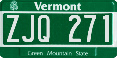 VT license plate ZJQ271