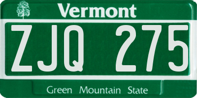VT license plate ZJQ275
