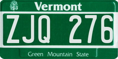 VT license plate ZJQ276