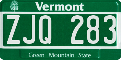 VT license plate ZJQ283