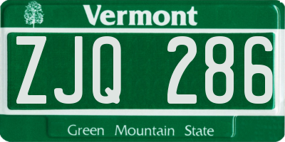 VT license plate ZJQ286