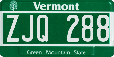 VT license plate ZJQ288