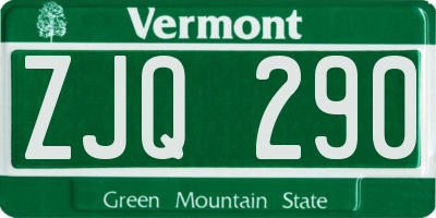VT license plate ZJQ290