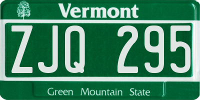 VT license plate ZJQ295