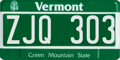 VT license plate ZJQ303