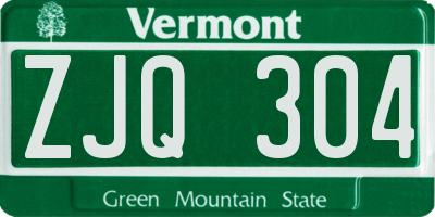 VT license plate ZJQ304