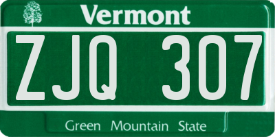 VT license plate ZJQ307