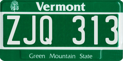 VT license plate ZJQ313