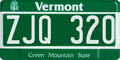 VT license plate ZJQ320