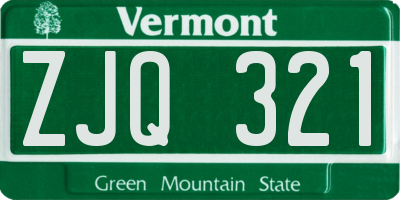 VT license plate ZJQ321