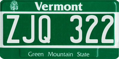 VT license plate ZJQ322