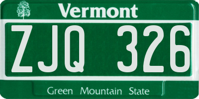 VT license plate ZJQ326