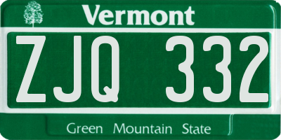 VT license plate ZJQ332