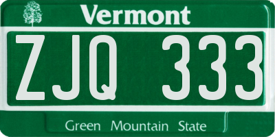 VT license plate ZJQ333