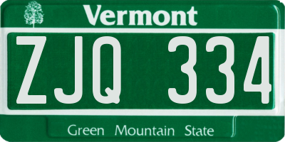 VT license plate ZJQ334