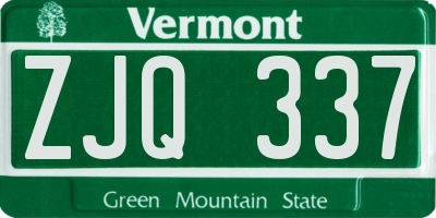 VT license plate ZJQ337