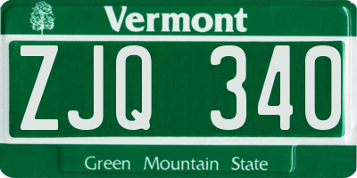 VT license plate ZJQ340
