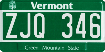 VT license plate ZJQ346