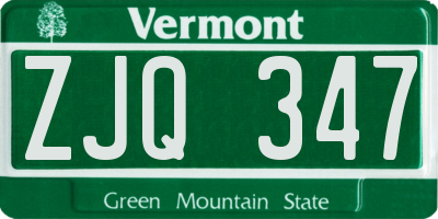 VT license plate ZJQ347
