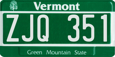 VT license plate ZJQ351