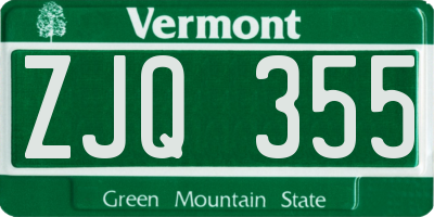 VT license plate ZJQ355