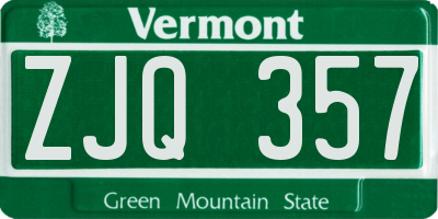 VT license plate ZJQ357