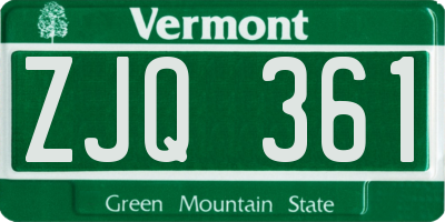 VT license plate ZJQ361