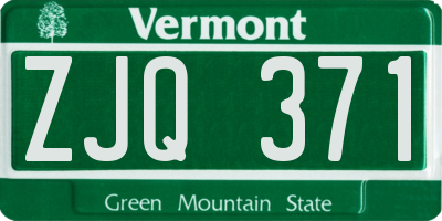 VT license plate ZJQ371