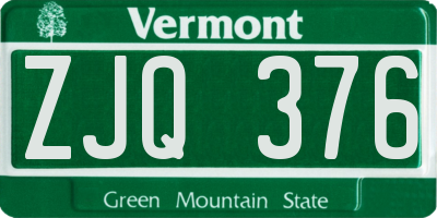 VT license plate ZJQ376