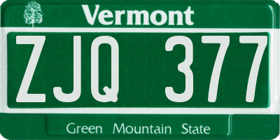 VT license plate ZJQ377