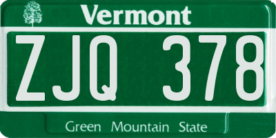 VT license plate ZJQ378