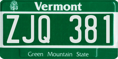 VT license plate ZJQ381