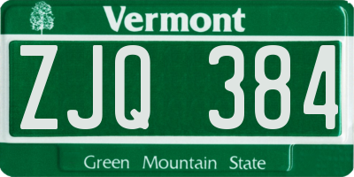 VT license plate ZJQ384