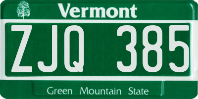 VT license plate ZJQ385