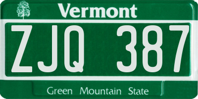 VT license plate ZJQ387