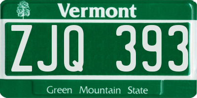 VT license plate ZJQ393