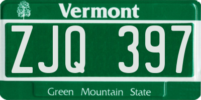 VT license plate ZJQ397