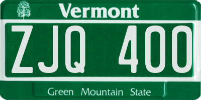 VT license plate ZJQ400