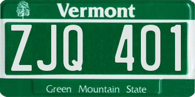 VT license plate ZJQ401