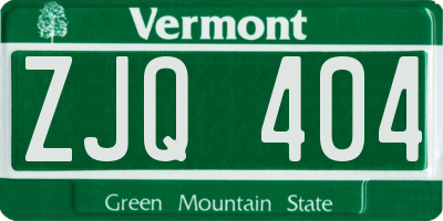 VT license plate ZJQ404
