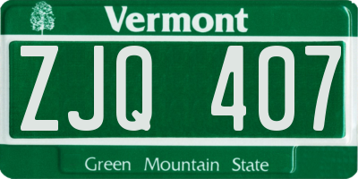 VT license plate ZJQ407