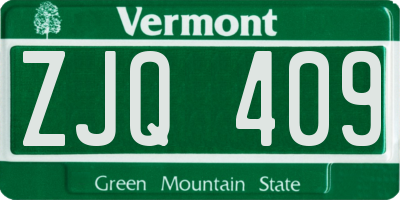 VT license plate ZJQ409