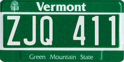 VT license plate ZJQ411