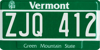 VT license plate ZJQ412