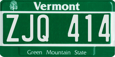 VT license plate ZJQ414