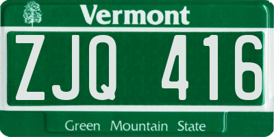 VT license plate ZJQ416