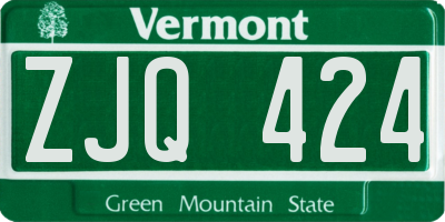 VT license plate ZJQ424