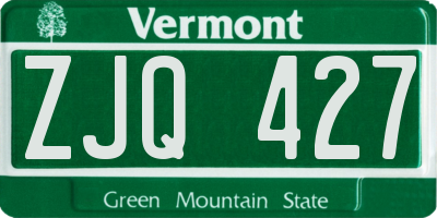 VT license plate ZJQ427