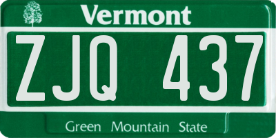 VT license plate ZJQ437