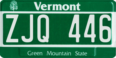 VT license plate ZJQ446